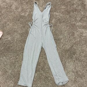 Caution To The Wind Striped Jumpsuit - Black and White